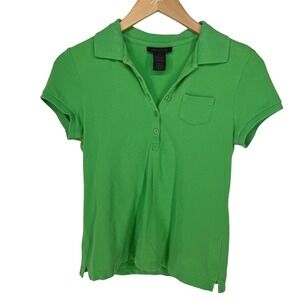 The Limited Collared Polo Shirt Womens XS Green Vtg Tennis Prep Baby Tee Fitted